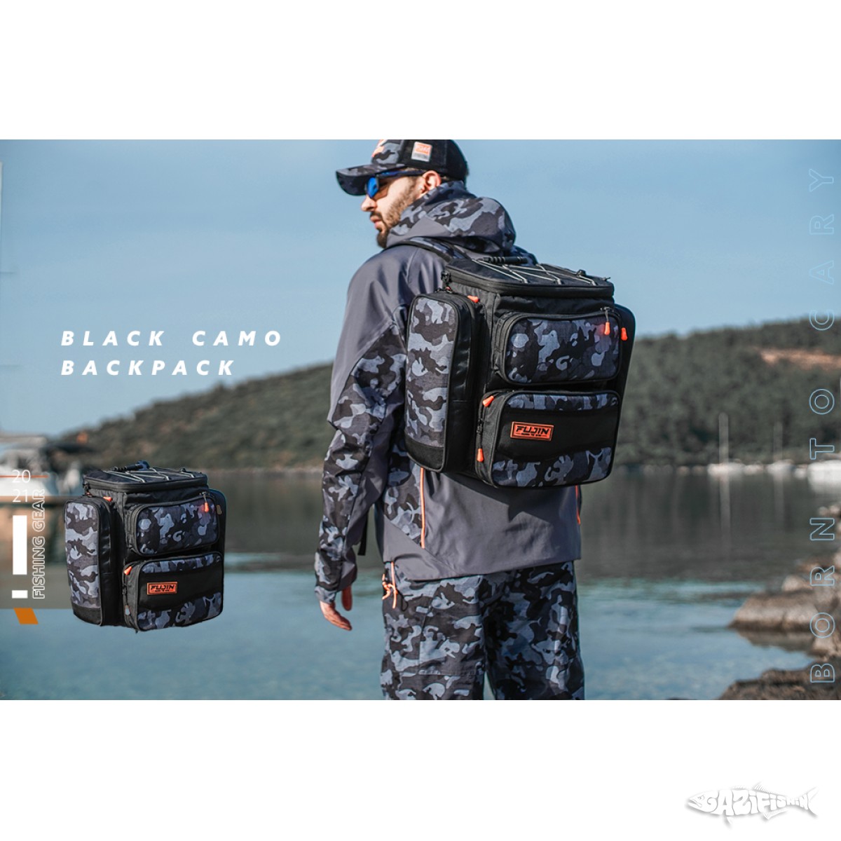 Fujin Black Camo Back Pack - Balıkçı Sırt Çantası