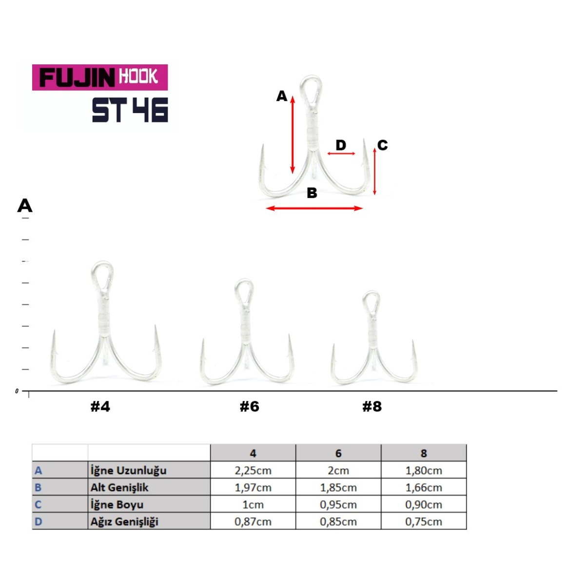 Fujin ST46 Üçlü Maket Balık İğnesi
