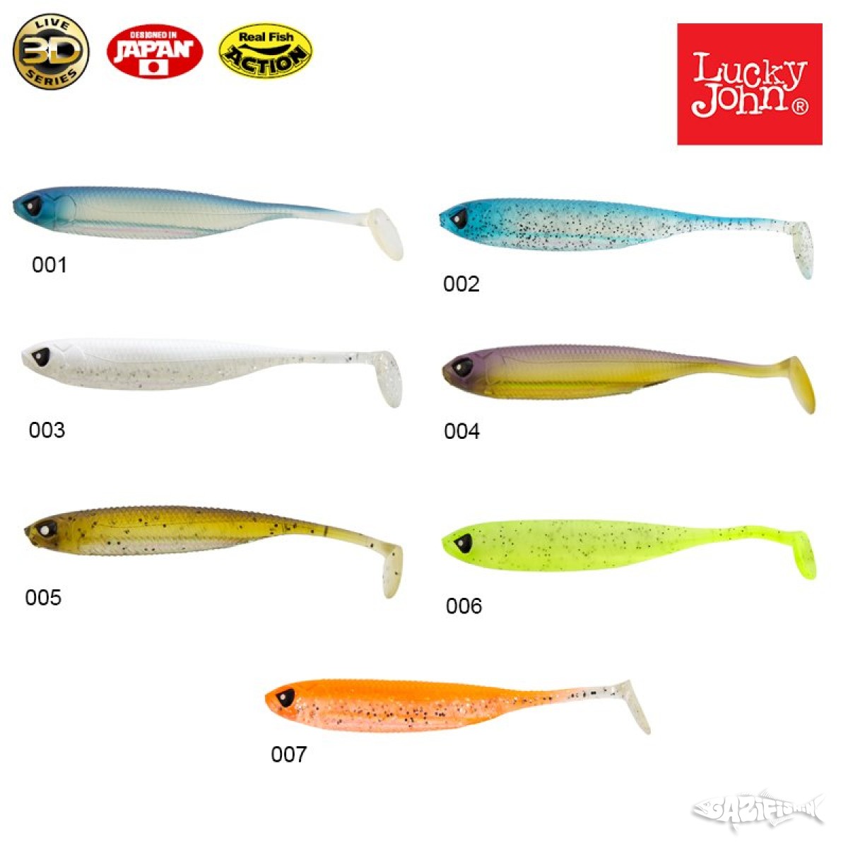 Lucky John Makora 3D Shad Tail 3'' (7.62 cm) 7P Silikon Yem